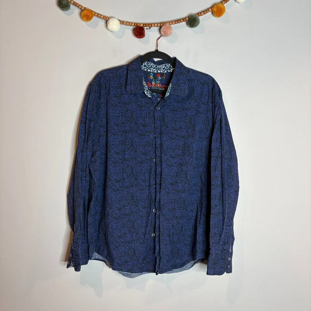 Robert Graham Classic Fit Armstrong blue patterned button down dress shirt - Picture 1 of 6